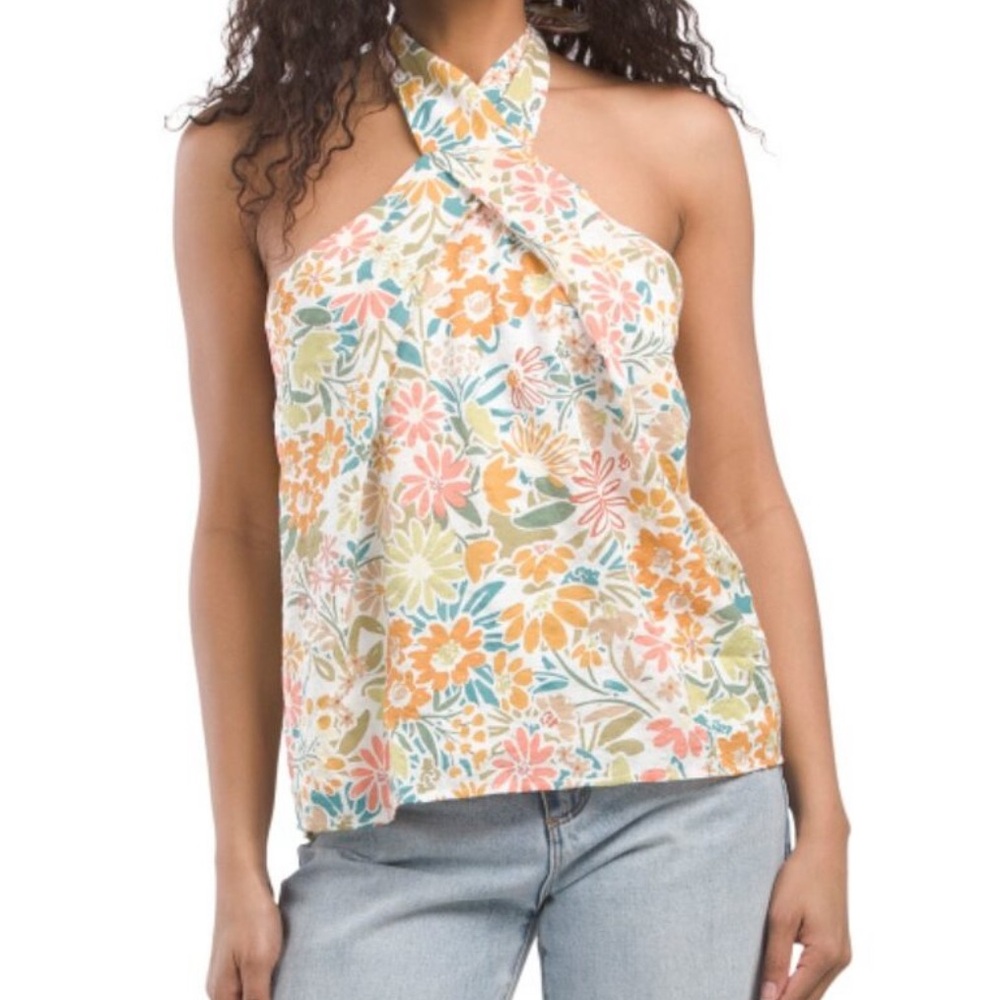 Gilli White Floral Halter Top